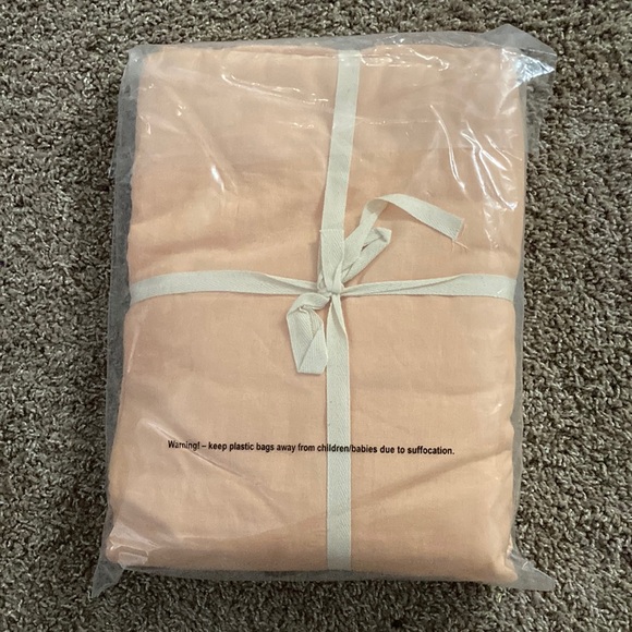NEW W/ TAGS - Simple & Opulence LUX Natural Linen-Cotton Twin Sheet Set - Peach - Picture 3 of 10